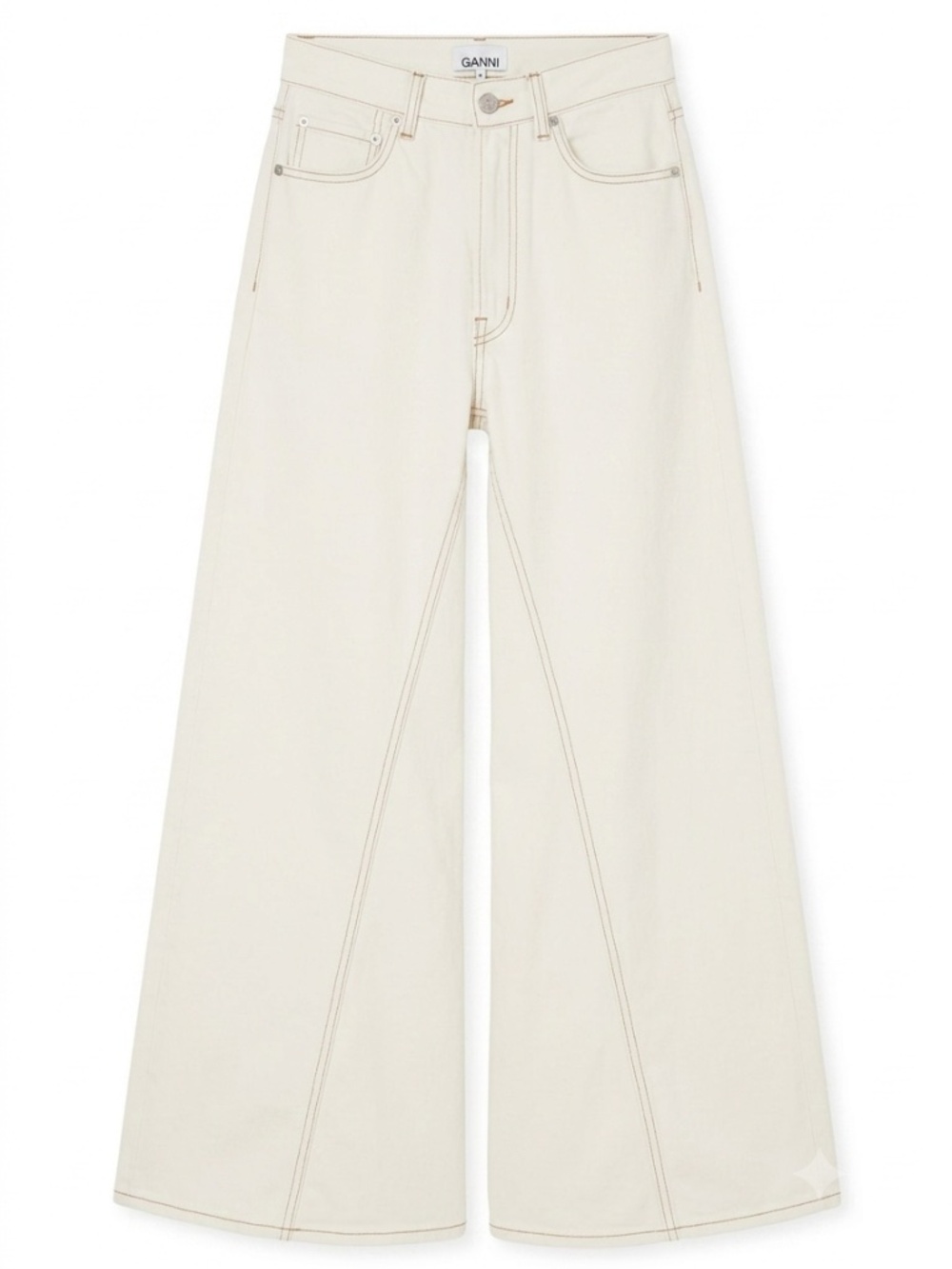 NWT GANNI Archive 1759 Denim Runway Jeans White Bleach High-Waist Wide-Leg F2632